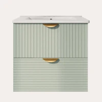 Modern Wall-Mounted Bathroom Vanity with 2 Drawers, Space-Saving Design for Small Bathrooms, 24" L x 18" W x 23" H, Green(m-1)