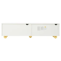 Cloud-Shaped TV Cabinet with 2 Cabinets (4 Doors) and 5 Support Legs, Spacious TV Stand with Ample Storage, 65" L x 15.5" W x 17.5" H, White(m-12)