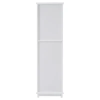 Tall Bathroom Storage Cabinet with Glass Doors, Free-Standing with Adjustable Shelves and Drawers, 18" L x 14" W x 63" H, White(m-14)