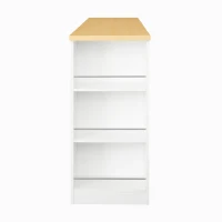 Multifunctional Bar Table with App-Controlled LED Lighting, Stylish Kitchen Island with Extendable Rolling Top, 47" L x 15.5" W x 36.5" H, White+Natural(m-14)