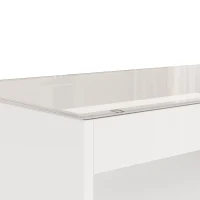 High-Gloss Coffee Table with App-Controlled RGB LED Strip, Spacious Center Table with Open Double-Layer Storage, 39.5" L x 19.5" W x 15.5" H, White(m-10)
