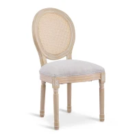 French Country-Inspired Dining Chair Set for 2 with Plush Upholstered Seats, Elegant Side Chair Set with Fluted Legs, 19" L x 22.5" W x 38" H, Beige(m-13)