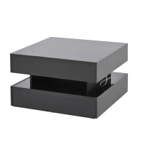 Lift-Top Coffee Table with App-Controlled LED Lighting and Liftable Top, Compact Center Table with 2 Drawers, 25.5" L x 25.5" W x 15" H, Black(m-10)