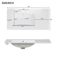 Solid Bathroom Vanity with Single Undermount Ceramic Sink, Freestanding Cabinet for Clutter-Free Bathroom, 30'' L x 18.5'' W x 34'' H, Grey(m-4)