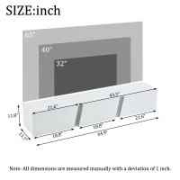 Wall-Mounted TV Stand with App-Controlled LED, Space-Saving TV Cabinet with Translucent Acrylic Panel, 65" L x 13.5" W x 12" H, White(m-3)