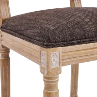Set for 2 Dining Chairs with Rectangular Cane Backrest and Padded Seat, Cane Back Dining Seating with Fluted Legs, 20'' L x 22'' W x 39.5'' H, Brown(m-10)
