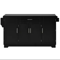 Practical Buffet Cabinet with 4 Doors and 1 Drawer, Spacious Sideboard with Adjustable Shelves, 54.5" L x 15.5" W x 33" H, Black(m-2)