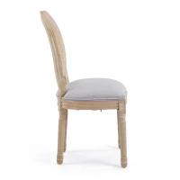 French Country-Inspired Dining Chair Set for 2 with Plush Upholstered Seats, Elegant Side Chair Set with Fluted Legs, 19" L x 22.5" W x 38" H, Light Grey(m-13)
