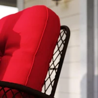 Outsunny Outdoor Wicker Rattan Rocking Chair Set of 2, Patio Rocker with Thick Cushions for Garden Backyard Porch, Red(m-11)
