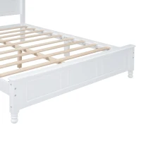 Queen Size Platform Bed with Wooden Slat Support and Solid Pine, Modern Wood Bed Frame with MDF Construction, 85'' L x 62.5'' W x 43.5'' H, White(m-7)