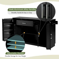 Practical Buffet Cabinet with 4 Doors and 1 Drawer, Spacious Sideboard with Adjustable Shelves, 54.5" L x 15.5" W x 33" H, Black(m-5)