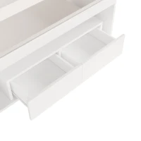 High-Gloss Coffee Table with App-Controlled RGB LED Strip, Spacious Center Table with Open Double-Layer Storage, 39.5" L x 19.5" W x 15.5" H, White(m-8)