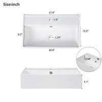 Modern Floating Bathroom Vanity with Ceramic Basin and Right Side Storage, Cabinet with Rose Gold Handle, 21.5" L x 12" W x 26.5" H, White(m-4)