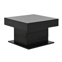 360° Rotating Lift-Top Coffee Table with Height-Adjustable Square Top, Modern Center Table with Hidden Storage, 27.5" L x 27.5" W x 17.5" H, Black(m-11)
