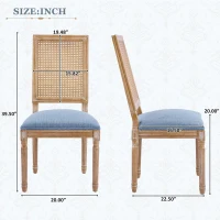 Set of 2 Dining Chairs with Eco-Friendly Rubberwood Frame, Upholstered Dining Seating with Slender Fluted Legs, 20'' L x 22'' W x 39.5'' H, Blue(m-3)