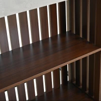 3-In-1 Dining Table with Marble-Grain MDF Top, Space-Saving Bar Table with Metal Footrest, 63" L x 15.5" W x 41" H, Brown(m-10)