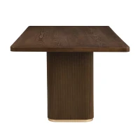 Rectangular Dining Table with Spacious Top and Sturdy Pillar Base, Walnut Kitchen Table for Dining or Office, 84'' L x 40'' W x 30'' H, Walnut(m-8)