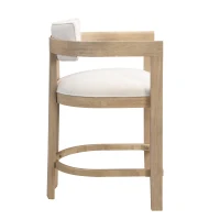 Counter-Height Bar Stools with Curved Solid Wood Backrest, Modern Counter Stools with Rubberwood Frame, 22.5'' L x 24'' W x 36'' H, Beige+Natural Ash(m-10)