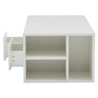 High-Gloss LED Coffee Table with App-Controlled Colour Light Strip, Functional Center Table with Open Storage, 39.5" L x 19.5" W x 13.5" H, White(m-10)