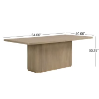 Rectangular Dining Table with Sturdy Rectangular Pillar Base, Natural Finish Kitchen Table for Versatile Kitchen, 84'' L x 40'' W x 30'' H, Natural(m-3)