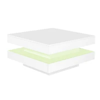 Square High-Gloss Coffee Table with App-Controlled LED Lighting, Modern Center Table with Double-Layer Storage, 27.5" L x 27.5" W x 14" H, White(m-2)