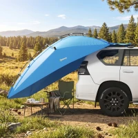 Outsunny Car Awning Camping Tailgate Tent for SUV, 3000mm Waterproof Car Side Awning with Carry Bag, Light Blue(m-10)