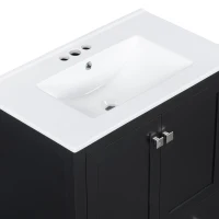 30" Bathroom Vanity with Single Undermount Sink, Cabinet with Soft-Close Doors and Versatile Storage, 30" L x 18.5" W x 34" H, Black+White(m-10)