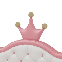 Full Size Princess Platform Bed with Crown-Tufted Headboard, Sturdy Bed Frame for Kid-Friendly Bedrooms, 77.5'' L x 56'' W x 48.5'' H, Pink(m-5)