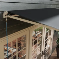 Outsunny 12'x10' Electric Retractable Awning, UV Protection Sun Shade Shelter w/ Remote Controller for Deck Balcony Yard, Black(m-11)