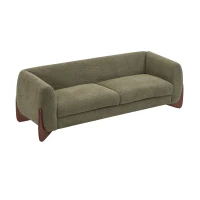 Plush Oversized Lounge Sofa with Removable Seat Cushions, Bouclé Sherpa Sofa with Wedge Feet, 82.5'' L x 32'' W x 27'' H, Olive Green(m-9)