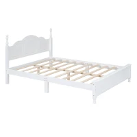 Queen Size Platform Bed with Wooden Slat Support and Solid Pine, Modern Wood Bed Frame with MDF Construction, 85'' L x 62.5'' W x 43.5'' H, White(m-8)