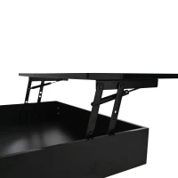 360° Rotating Lift-Top Coffee Table with Height-Adjustable Square Top, Modern Center Table with Hidden Storage, 27.5" L x 27.5" W x 17.5" H, Black(m-9)
