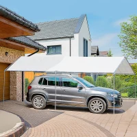 Outsunny 9.6' x 19.5' Carport Heavy Duty Galvanized Car Canopy w/ Included Anchor Kit, 3 Reinforced Steel Cables, White(m-2)