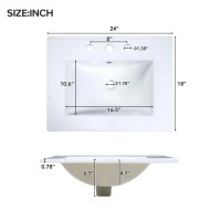 Modern Bathroom Vanity with 4 Doors, 2 Drawers and Adjustable Shelf, Freestanding Cabinet with Ceramic Sink, 48.5'' L x 18.5'' W x 34'' H, White(m-4)