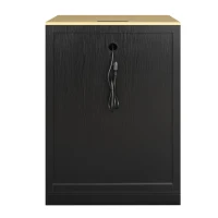 Practical Bar Table with Extendable Rolling Foldable Top, Solid Kitchen Island with Double-Sided Drawers, 82.5" L x 27.5" W x 38.5" H, Black+Natural(m-12)