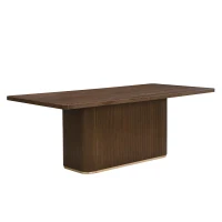 Rectangular Dining Table with Spacious Top and Sturdy Pillar Base, Walnut Kitchen Table for Dining or Office, 84'' L x 40'' W x 30'' H, Walnut(m-7)