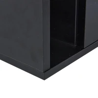 High-Gloss Coffee Table with App-Controlled RGB LED Strip, Spacious Center Table with Open Double-Layer Storage, 39.5" L x 19.5" W x 15.5" H, Black(m-12)