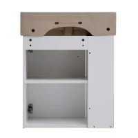 Modern Floating Bathroom Vanity with Ceramic Basin and Side Storage, Cabinet with Rose Gold Handle, 21.5" L x 12" W x 26.5" H, White(m-13)