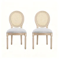 French Country-Inspired Dining Chair Set for 2 with Plush Upholstered Seats, Elegant Side Chair Set with Fluted Legs, 19" L x 22.5" W x 38" H, Light Grey(m-2)