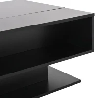 Hydraulic Lift Coffee Table with App-Controlled LED Lighting, Versatile Center Table with Hidden Storage, 29.5" L x 31.5" W x 21" H, Black(m-8)