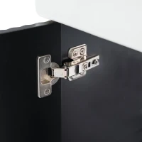 Modern Floating Bathroom Vanity with Ceramic Basin and Right Side Storage, Cabinet with Gold Handle, 21.5" L x 12" W x 26.5" H, Black+White(m-11)