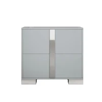 Stylish Nightstand with Relaxed Grey Finish and Slim Metal Feet, Space-Saving Bedside Table for Small Apartmentst, 23.5'' L x 15.5'' W x 21.5'' H, Gray(m-2)
