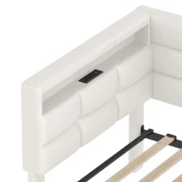 Upholstered Twin-Size Daybed with 2 Drawers and Charging Station, Multi-Functional Guest Bed with Storage Headboard, 77.5'' L x 39'' W x 35'' H, Beige(m-7)