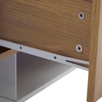 3-Tier TV Stand with App-Controlled LED Lighting and Glass Shelves, Sturdy TV Cabinet with 2 Drawers, 63" L x 15.5" W x 16.5" H, White+Natural(m-13)