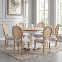 French Country-Inspired Dining Chair Set for 2 with Plush Upholstered Seats, Elegant Side Chair Set with Fluted Legs, 19" L x 22.5" W x 38" H, Light Grey(m-8)