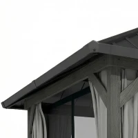 Outsunny 10' x 10' Hardtop Gazebo with Galvanized Steel Roof, Permanent Garden Gazebo with Netting and Curtains(m-11)
