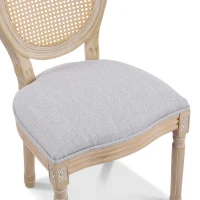 French Country-Inspired Dining Chair Set for 2 with Plush Upholstered Seats, Elegant Side Chair Set with Fluted Legs, 19" L x 22.5" W x 38" H, Light Grey(m-10)