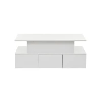Sleek Lift-Top Coffee Table with Hydraulic Lift and App-Controlled LED Lighting, Versatile Center Table with Hidden Storage, 39.5" L x 19.5" W x 15.5" H, White(m-13)