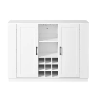 Counter-Height Kitchen Island with Built-In Power Outlet, Versatile Center Island with Wine Stemware Holder, 47" L x 15.5" W x 34.5" H, White(m-2)