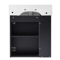 Modern Floating Bathroom Vanity with Ceramic Basin and Side Storage, Cabinet with Rose Golden Handle, 21.5" L x 12" W x 26.5" H, Black(m-12)
